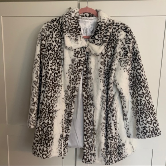 Adore Jackets & Blazers - Women’s White and Black Leopard Print Fur Coat